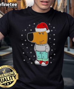 Alt Text: Official My New Character Is A Chill Guy Meme Snow Merry Christmas T-Shirt featuring a festive design and relaxed vibe.