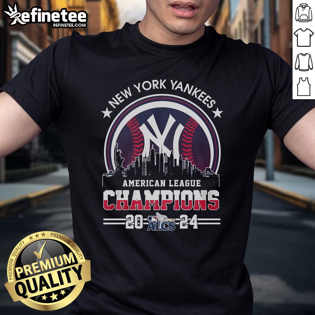 Official New York Yankees American League Champions Alcs 2024 T Shirt Official New York Yankees ALCS 2024 Champions T-Shirt featuring team logo and celebratory design for fans.