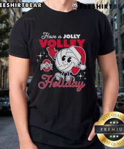Alt Text: Official Ohio State Buckeyes Jolly Volley Christmas Holiday T-Shirt featuring festive design and team logo.