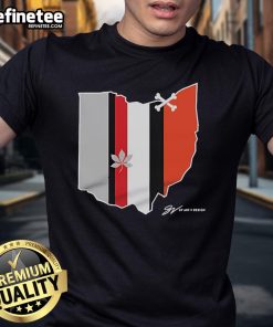 Alt Text: Official Ohio Stripes Football T-Shirt featuring bold stripes and the Ohio logo, perfect for game day and fan wear.