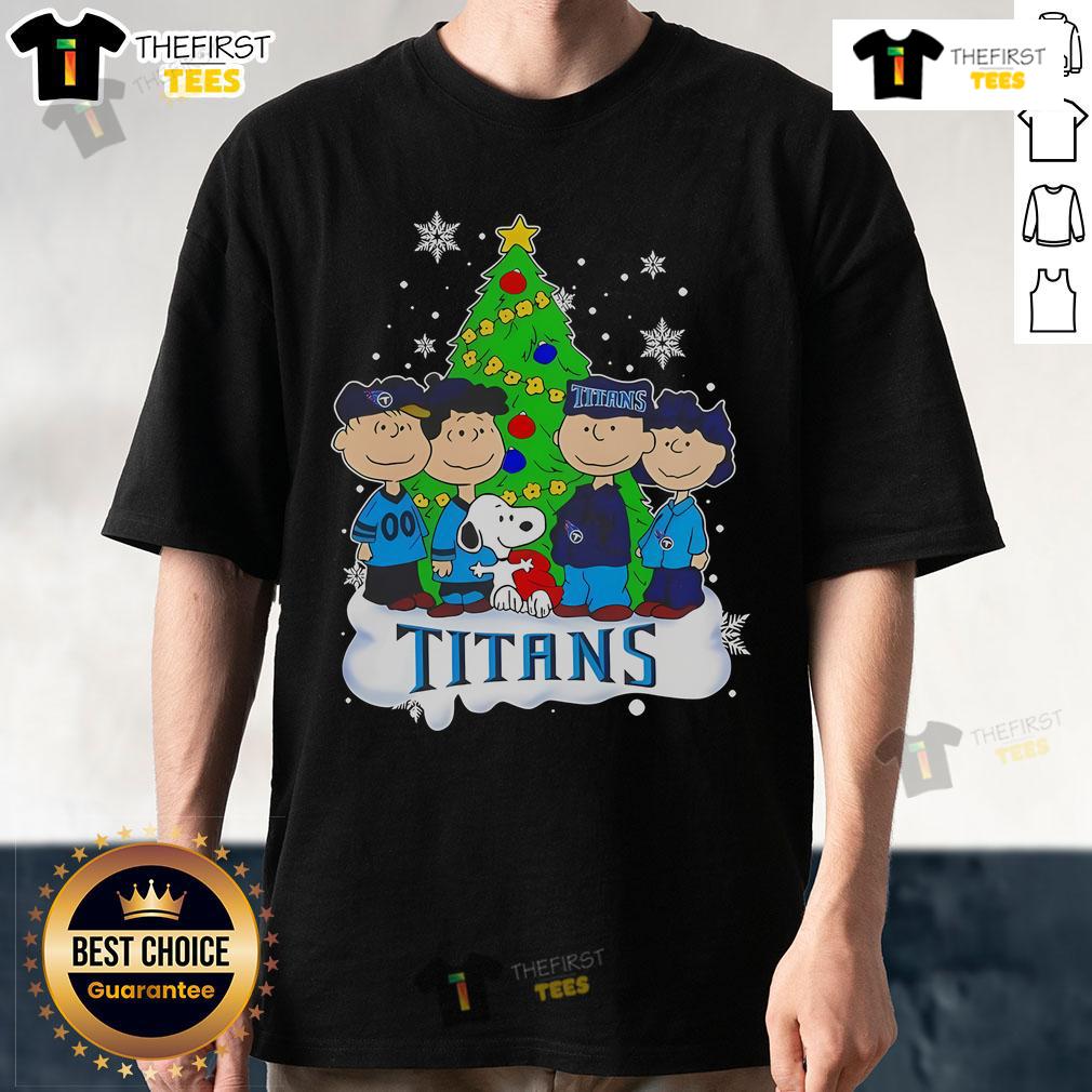 Official Peanuts Characters Tennessee Titans Christmas Tree T Shirt Official Peanuts Characters Tennessee Titans Christmas Tree T-Shirt featuring festive design and team spirit for Titans fans.