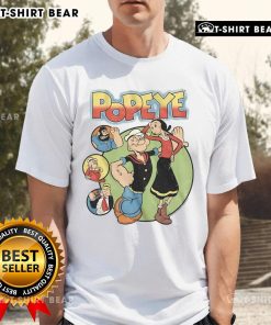 Official Popeye and Friends T-Shirt featuring iconic cartoon characters in vibrant colors on a casual style shirt.