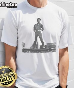 Official Rooftop Photo Bob Dylan 2025 T-Shirt featuring iconic rooftop scene design, perfect for music fans and collectors.