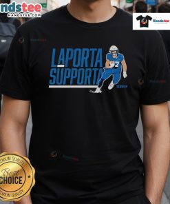 Alt Text: Official Sam Laporta Supporta T-Shirt featuring bold graphics and comfortable fit for fans and supporters.