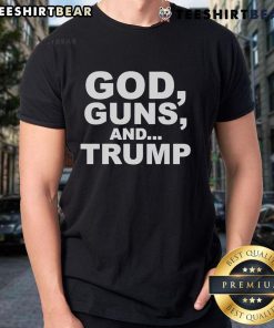 Official Scott Presler God Guns and Trump T-Shirt featuring bold graphics and patriotic colors for supporters.