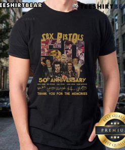 Official Sex Pistols 50th Anniversary T-Shirt featuring 'Thank You For The Memories' graphic design.