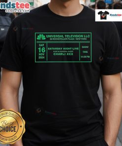 Official SNL 50 Show 7 Charli XCX T-shirt featuring vibrant graphics and iconic design, perfect for fans of the show.
