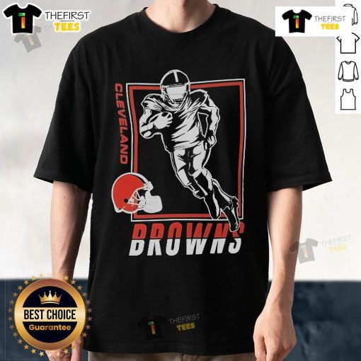 Official Starter Cleveland Browns Football T-Shirt in orange and brown, featuring team logo and classic design for fans.