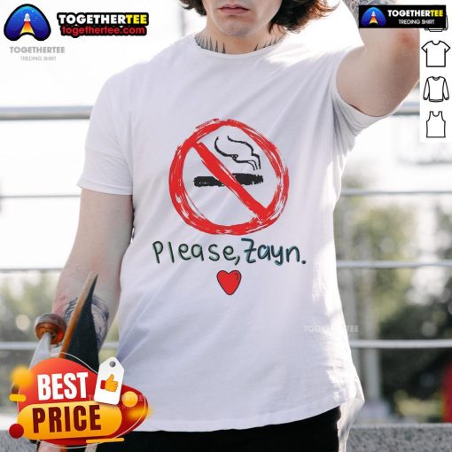Official Stop Smoking Please Zayn T-Shirt featuring bold graphic design promoting anti-smoking awareness.