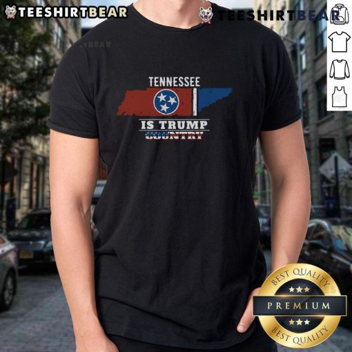 Official Tennessee Is Trump Country President 2024 T-Shirt featuring a map of Tennessee and patriotic design elements.