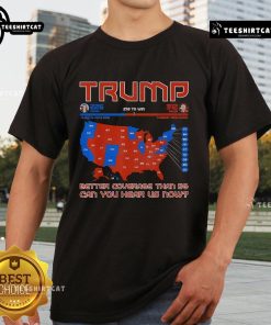 Official Trump T-Shirt: 'Better Coverage Than 5G' featuring bold political graphics of Trump and Harris.