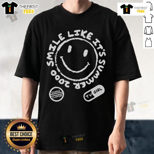 Alt Text: Official TV Girl White on Black Summer 2000 T-Shirt featuring bold graphic design, perfect for casual summer wear.