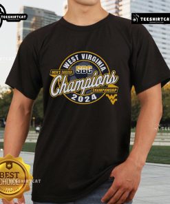 Official Virginia Mountaineers 2024 SBC Men's Soccer Tournament Champions T-Shirt showcasing team pride and victory.