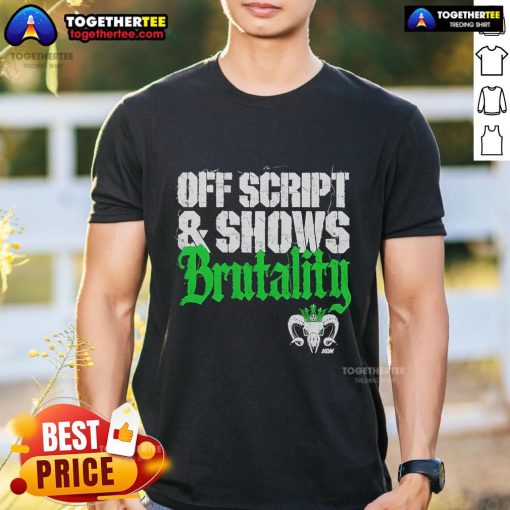 Official Will Ospreay Off Script Shows Brutality T-Shirt featuring bold graphics and a striking design for wrestling fans.