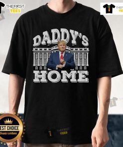 Premium Daddy's Home President Trump 2024 T-Shirt featuring bold graphics and a patriotic design for Trump supporters.