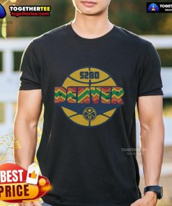 Premium Denver Nuggets 5280 T-Shirt featuring vibrant team colors and logo, perfect for fans and casual wear.