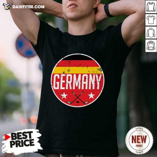 Premium Gery Ice Hockey Flag Jersey Supporter Deutchslands T-Shirt