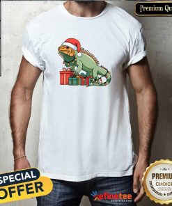 Premium Happy Merry Christmas Iguana Christmas Lights Presents T-Shirt