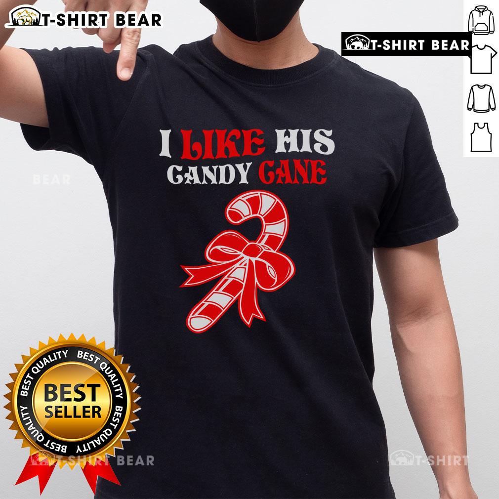 Premium I Like His Candy Cane Funny Couples Matching Christmas T Shirt Funny couples matching Christmas T-shirt featuring 'I Like His Candy Cane' design for a festive holiday look.