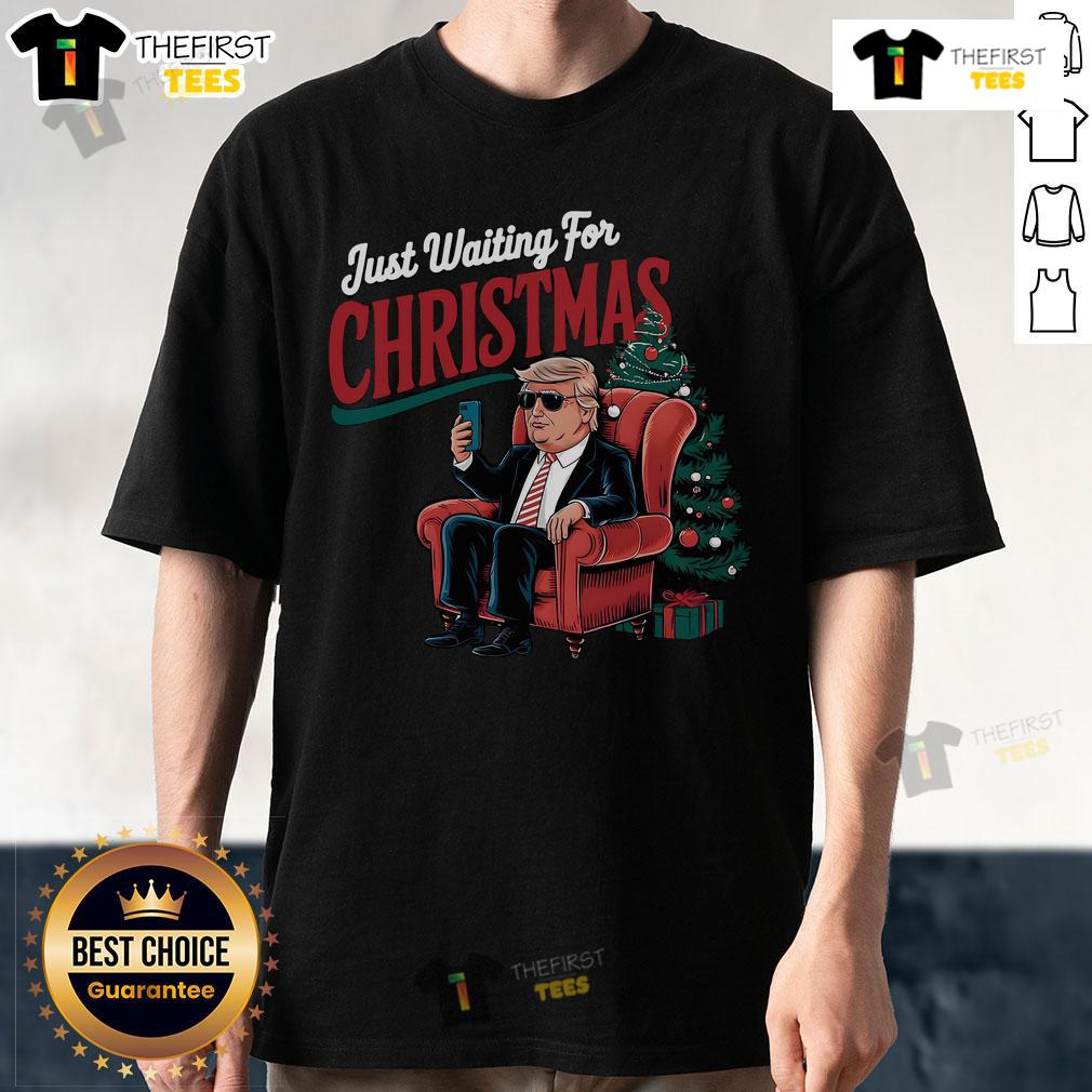 Premium Just Waiting For Christmas Trimp T Shirt Premium Just Waiting For Christmas Trimp T-Shirt featuring festive design and comfortable fit for holiday celebrations.