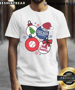 Alt Text: Premium Merry Christmas Chicago Baseball Est 1876 T-Shirt featuring festive design and classic baseball graphics.
