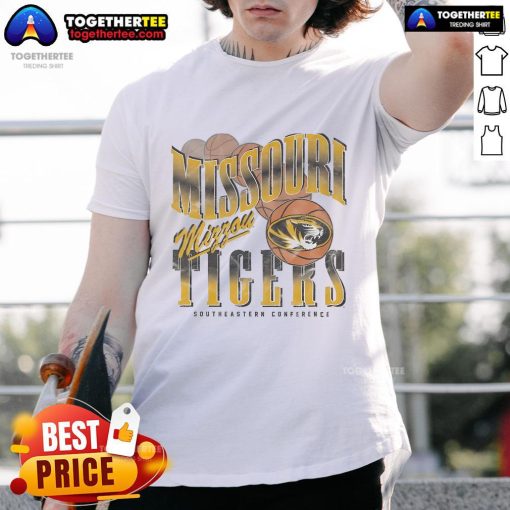 Alt Text: Premium Missouri Tigers Baller Bounce T-Shirt featuring vibrant team colors and logo for ultimate fan style.
