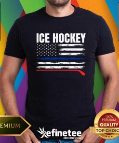 Premium Patriotic Ice Hockey Player USA Flag Hockey Stick Ice Hockey T-Shirt