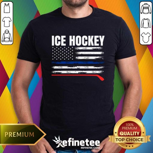 Premium Patriotic Ice Hockey Player USA Flag Hockey Stick Ice Hockey T-Shirt