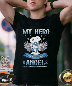 Premium Snoopy My Hero Is Now My Angel Tackle Diabetes Awareness T-Shirt