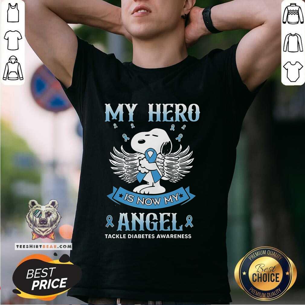 Shirt Premium Snoopy My Hero Is Now My Angel Tackle Diabetes Awareness T-Shirt