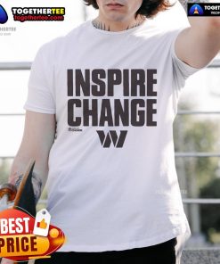 Premium Washington Commanders Inspire Change T-Shirt featuring team logo and motivational design for fans.