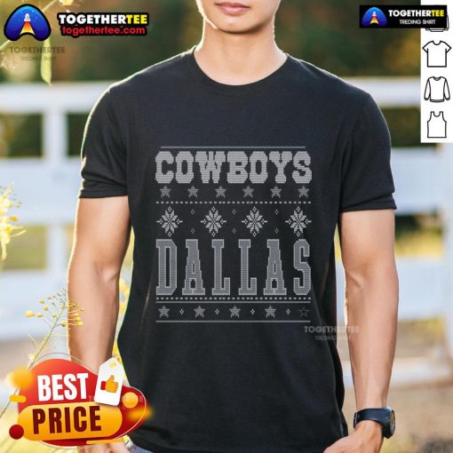 Pretty Dallas Cowboys Holiday T-Shirt featuring festive graphics, perfect for fans celebrating the season in style.