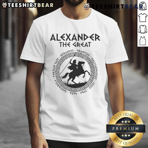 Top Alexander The Great Battles Ancient Macedon Enza T-Shirt featuring iconic battle graphics and a stylish design.