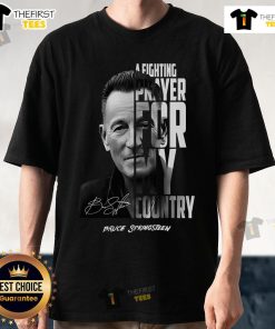 Alt Text: Top Bruce Springsteen A Fighting Prayer For My Country T-Shirt featuring iconic design and vibrant colors.