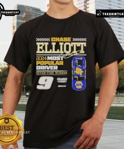 Chase Elliott 2024 Most Popular Driver T-Shirt from Hendrick Motorsports, showcasing team colors and logo.