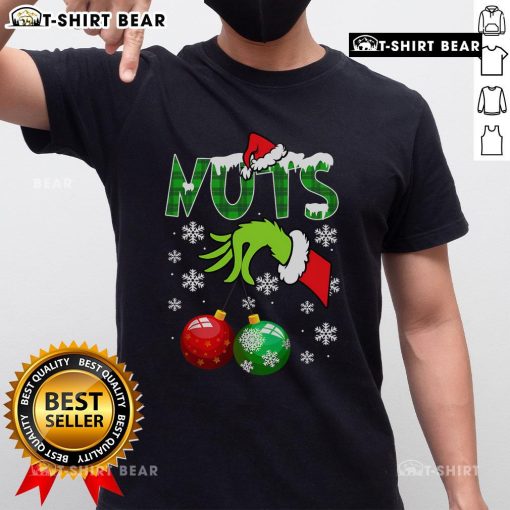 Couples wearing 'Top Chest Nuts Matching Chestnuts Christmas Snow' T-shirts, showcasing festive holiday spirit and fun style.