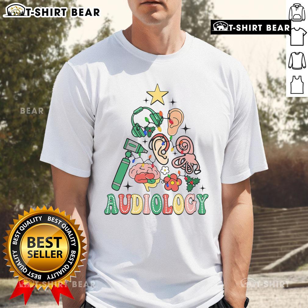 Top Christmas Audiologist Audiology Tree Vestibular Therapist T Shirt Top Christmas Audiologist T-Shirt featuring festive tree design for audiology and vestibular therapy enthusiasts.