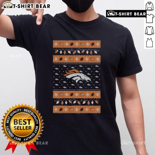 Festive Top Denver Broncos Holiday Christmas T-Shirt featuring team logo and vibrant colors, perfect for fans celebrating the season.