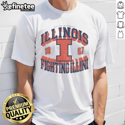 Alt Text: Illinois Fighting Illini Court Arched Wordmark T-Shirt featuring a vibrant design and team colors for fans.