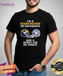 Top I'm A Michigan Wolverines On Saturdays And A Detroit Lions T-Shirt