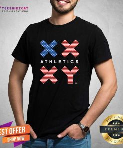 Top Jennifer Sey Xx-Xy Athletics Flag USA T-Shirt