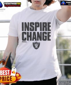 Top Las Vegas Raiders Inspire Change T-Shirt featuring bold team logo and empowering message for fans.