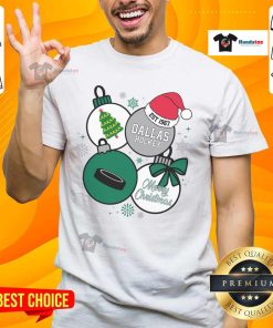 Top Merry Christmas Dallas Hockey Est 1967 T-Shirt featuring festive design for hockey fans celebrating the holiday season.
