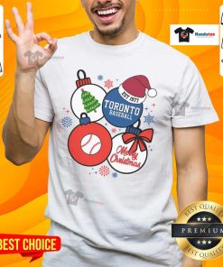 Top Merry Christmas Toronto Baseball Est 1977 T-Shirt featuring festive design for baseball fans celebrating the holidays.