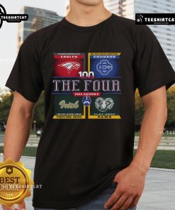 Top MHSAA The Four Team 2024 Division 5 Football Semi-Finalists T-Shirt featuring team logos and vibrant colors.