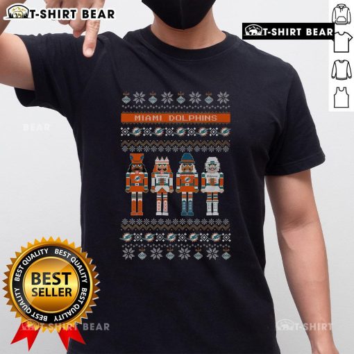 Top Miami Dolphins holiday nutcracker T-shirt featuring festive design and team logo, perfect for fans this season.