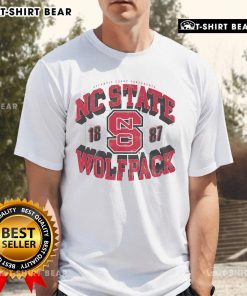 Top NC State Wolfpack Court Arched Wordmark T-Shirt featuring bold red and white design for fans and supporters.