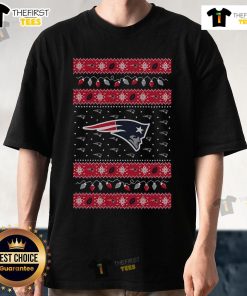 Top New England Patriots holiday Christmas T-shirt featuring festive design and team logo, perfect for holiday cheer.