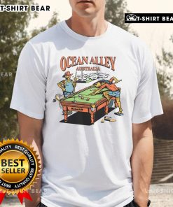 Top Ocean Alley Australia Pool Table T-Shirt featuring vibrant graphics and a stylish design for pool enthusiasts.