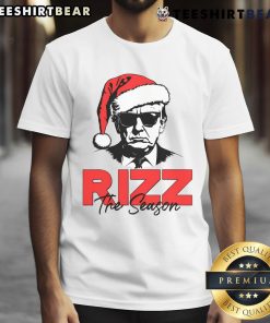 Top Rizz The Season Christmas T-Shirt featuring humorous Trump 2024 Santa Rizzler design for festive fun.